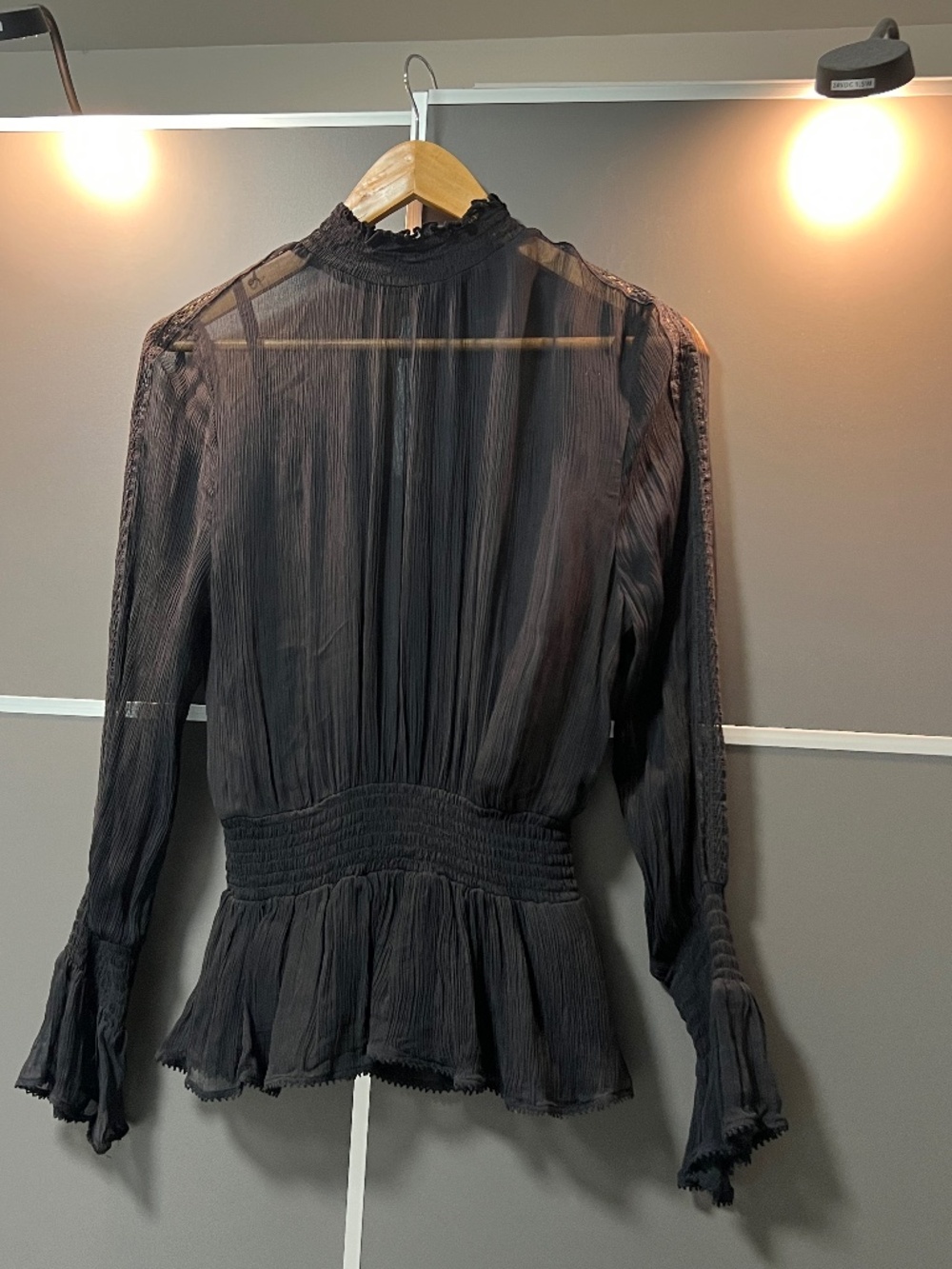 All Saints Clarette Sheer High Neck Top Small